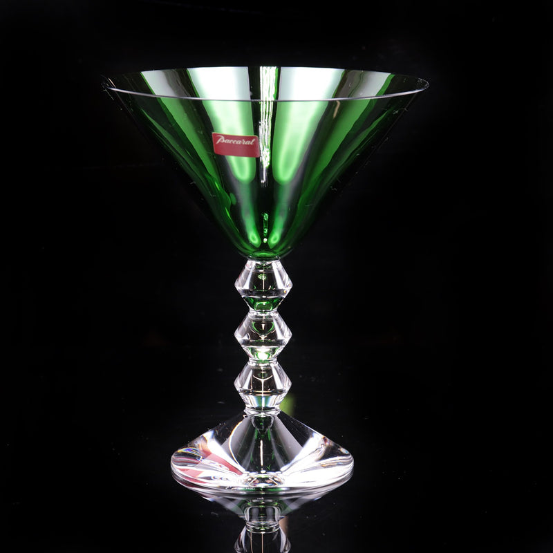 [BACCARAT] Baccarat (VEGA) Martini Glass Cocktail Glass 15cm Crystal Green _ Tableware S Rank