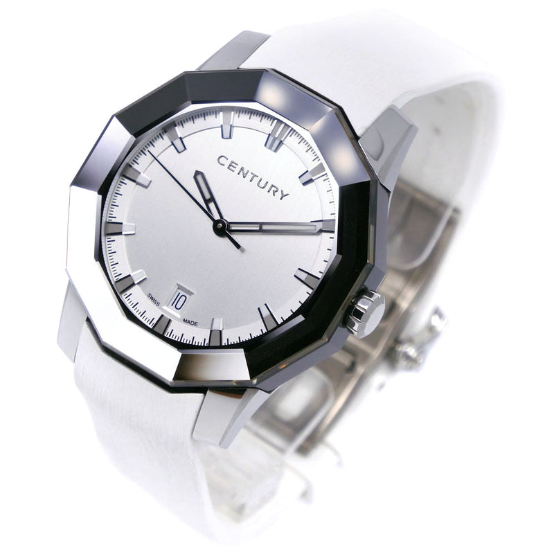 【CENTURY】センチュリー
 プライムタイム 腕時計
 606.7.O.55C13 ステンレススチール×ラバー 白 クオーツ アナログ表示 白文字盤 Plat im time メンズAランク