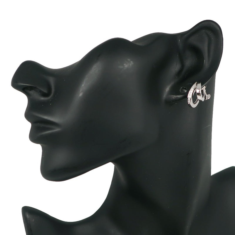 [Mikimoto] Mikimoto Double Hoop 라인 다이아몬드 K18 화이트 골드 X 다이아몬드 D 0.08 조각 된 숙녀 귀걸이 A 등급