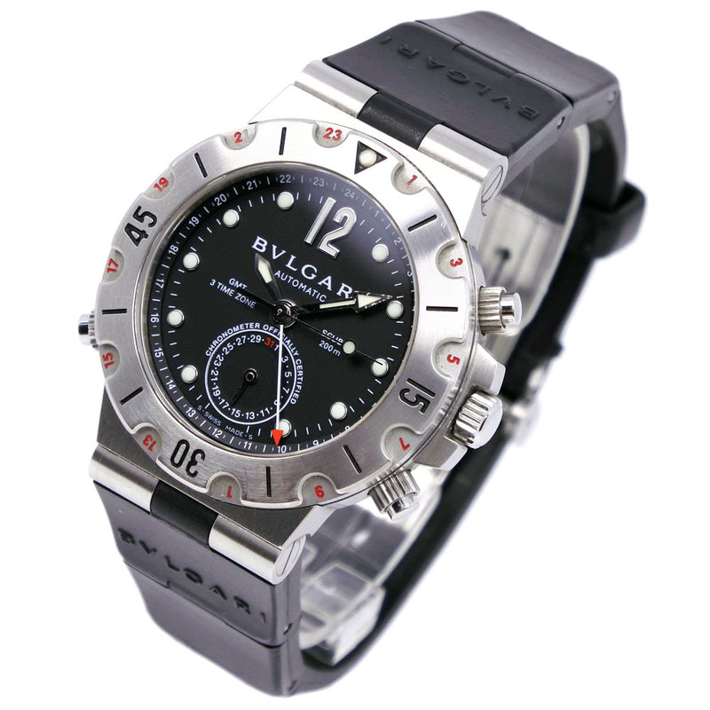 BVLGARI ブルガリ  ディアゴノ スクーバ 腕時計 SD38S ステンレススチール   シルバー 黒文字盤  自動巻き 【本物保証】