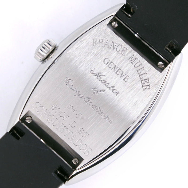 【FRANCK MULLER】フランクミュラー
 コンキスタドール 腕時計
 8005LSC ステンレススチール×ラバー 黒 自動巻き シルバー文字盤 Conquistador レディースAランク
