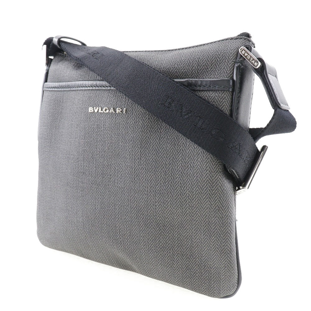 [BVLGARI] Bulgari Weekend PVC x Leather Gray Unisex Shoulder Bag A-rank