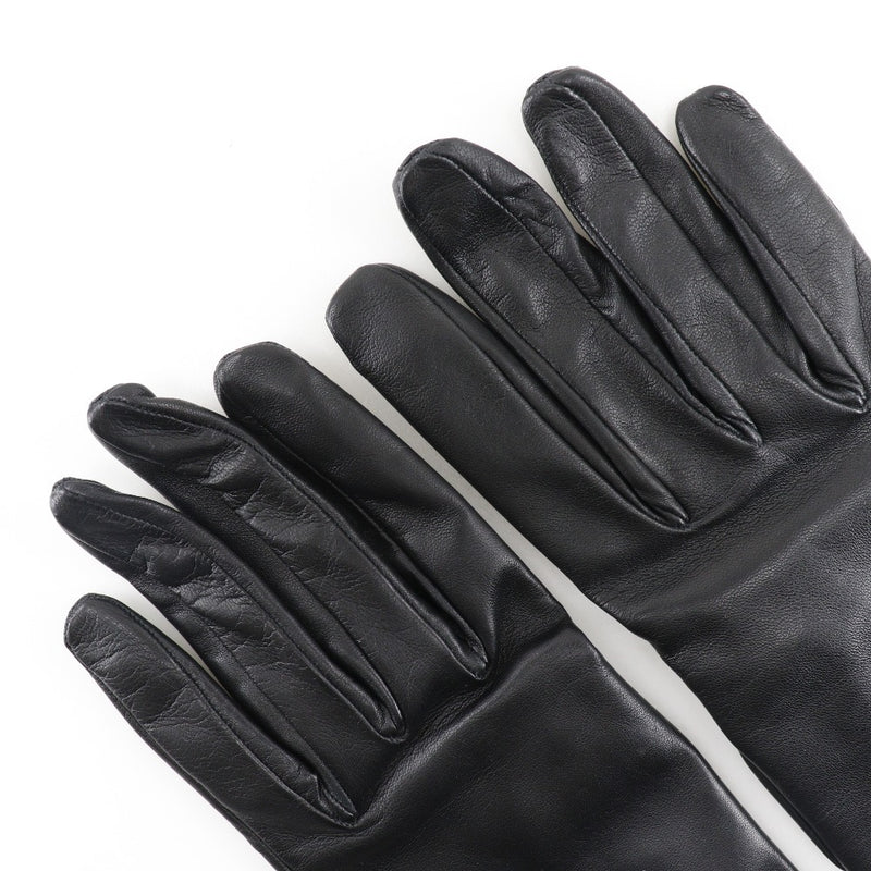 [HERMES] Hermes gloves gloves Lambskin x satin black GLOVE Ladies A-Rank