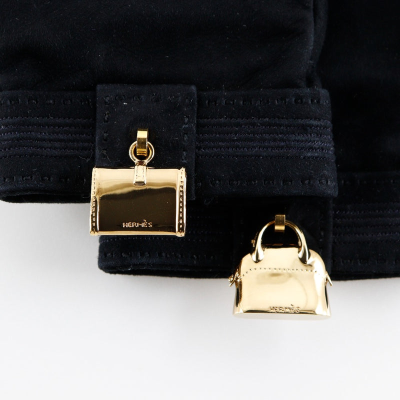 [Hermes] Hermes Glove Bag Charm Geje Bory Doswed x Guantes de damas negras chapadas en oro A un rango