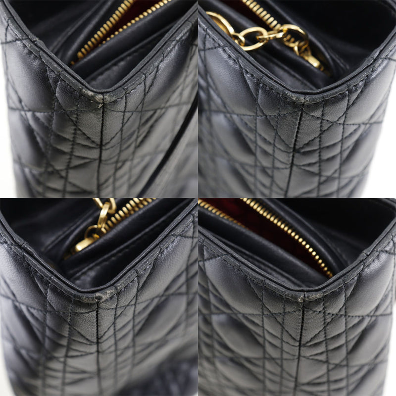 [DIOR] Christian Dior Lady Dior Large Kanage 2WAY Shoulder Calf Black/Gold Bracket Ladies Handbag