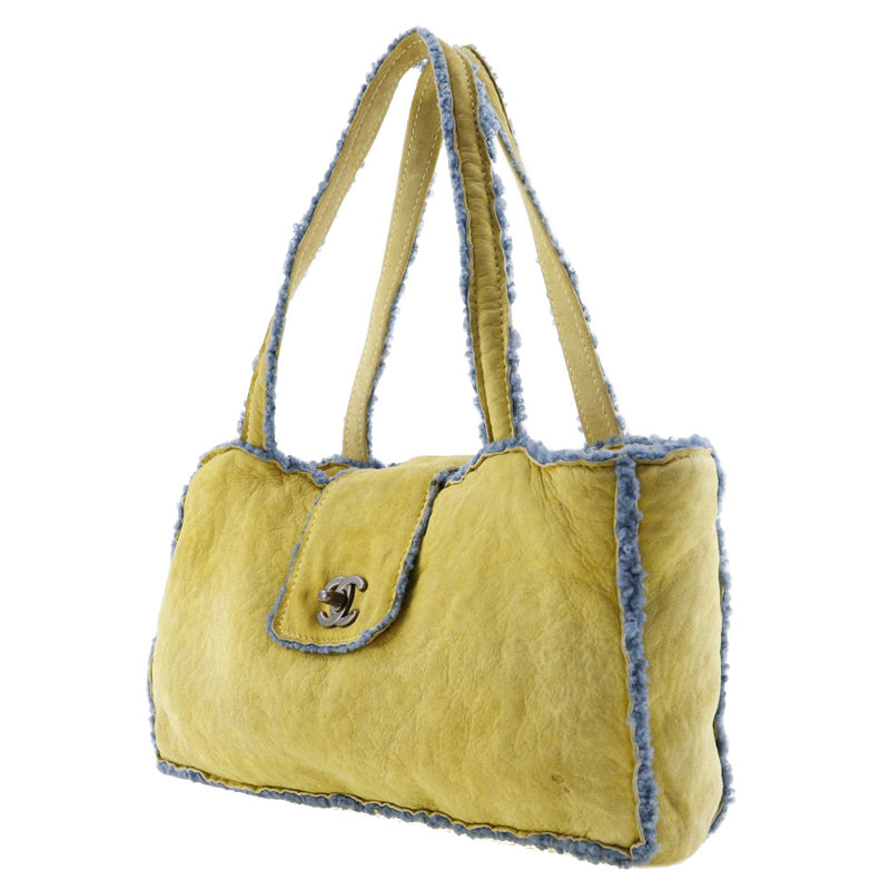 CHANEL] Chanel Cocomark Vintage Mouton Yellow/Blue Ladies Handbag