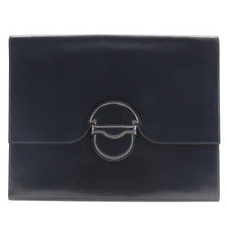 [HERMES] Hermes Faca Clutch Bag Second Bag Box Kafu Indigo Navy 〇Q engraved flap FAKO Unisex