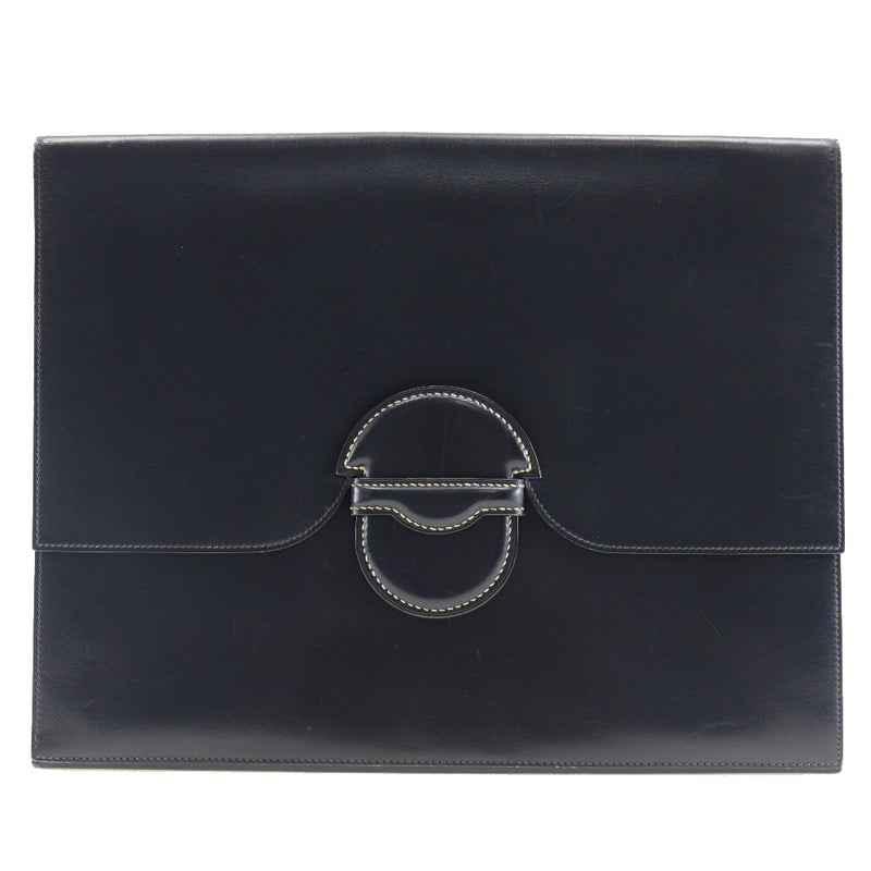 [HERMES] Hermes Faca Clutch Bag Second Bag Box Kafu Indigo Navy 〇Q engraved flap FAKO Unisex