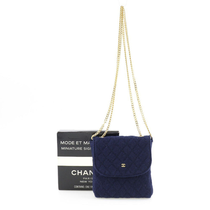 [Chanel] Cadena de Chanel Pochette Coco Mark Matrasse Micro Homos Algodón azul marino azul marino