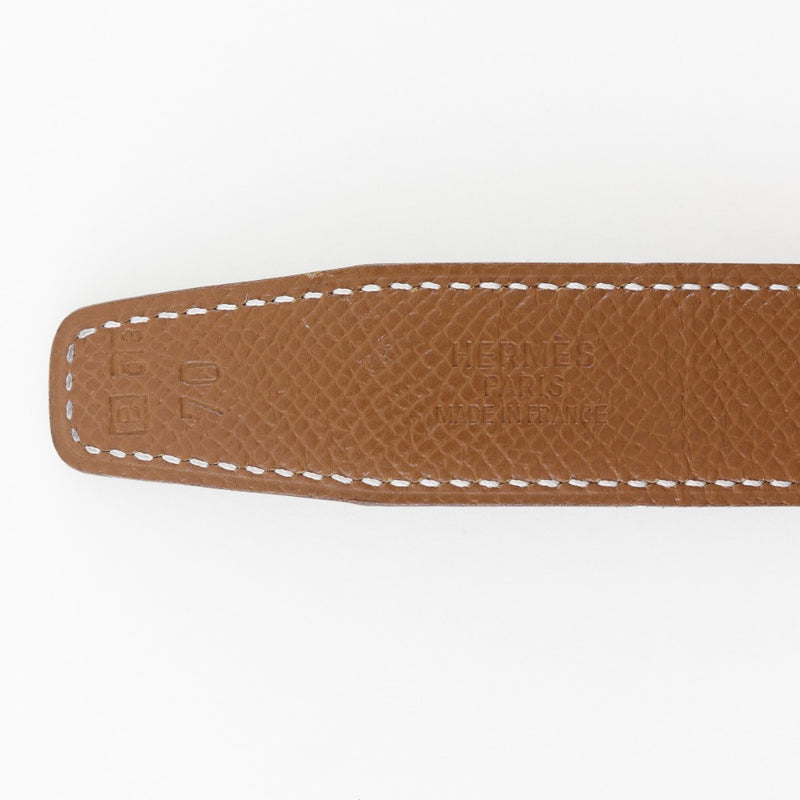 [HERMES] Hermes H belt Belt Belt Minicon Stance Reversible Kushbell x Gold plating Black/Tea □ B engraved Ladies