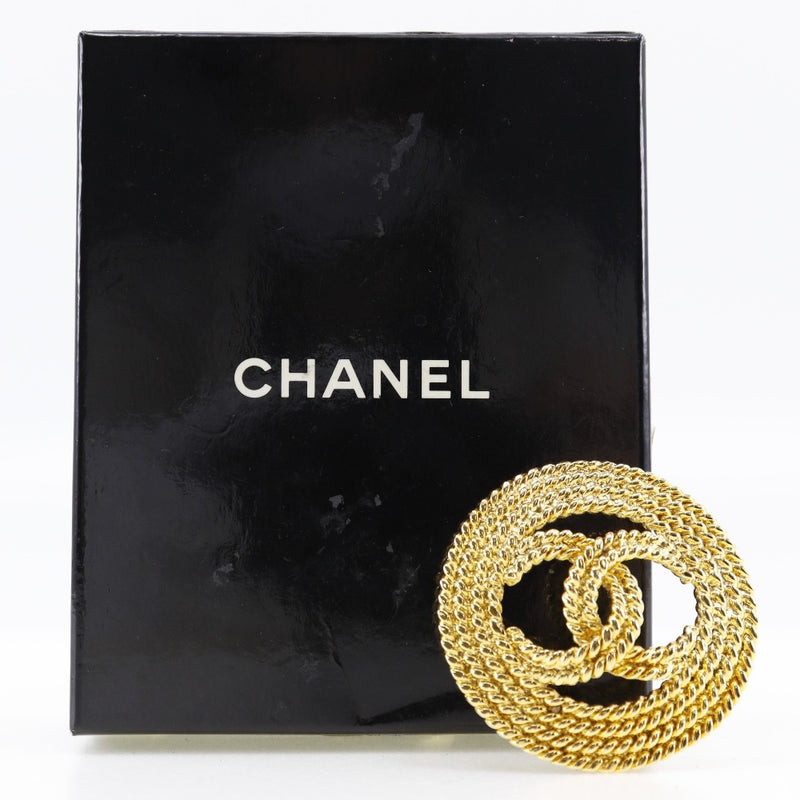 [CHANEL] Chanel Coco Mark Chain Vintage Gold Plating 28 engraved Ladies Brouch A Rank