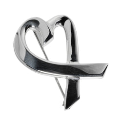 [TIFFANY & CO.] Tiffany Rubbing Heart Broach Silver 925 Loving Heart Unisex A Rank