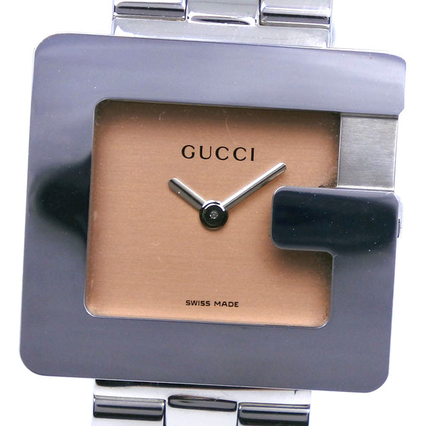 【GUCCI】グッチ
 Gスクエア 腕時計
 3600L ステンレススチール クオーツ ブラウン文字盤 G square レディースA-ランク