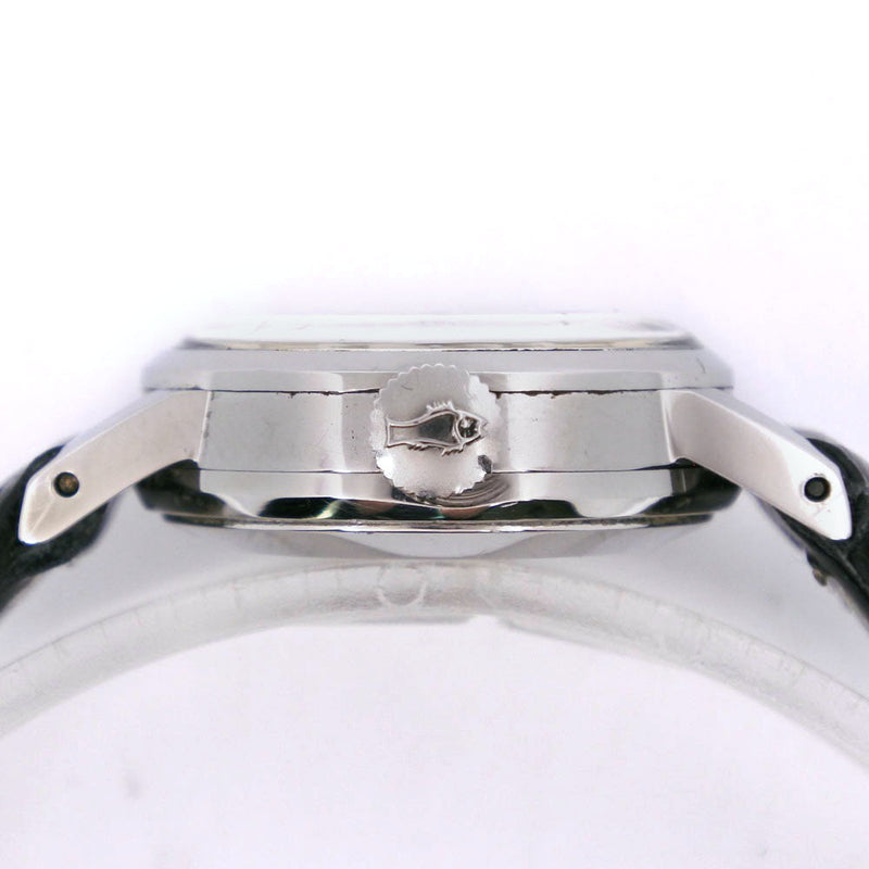 [IWC]国际观察公司 
 旧的交换手表 
 皇冠龟不锈钢X皮革黑色自动缠绕银色拨号旧安装女士B级