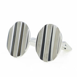 [Tiffany & Co.] Tiffany Oval Stripe Cuffs Silver 925 타원형 스트라이프 남성 A 순위