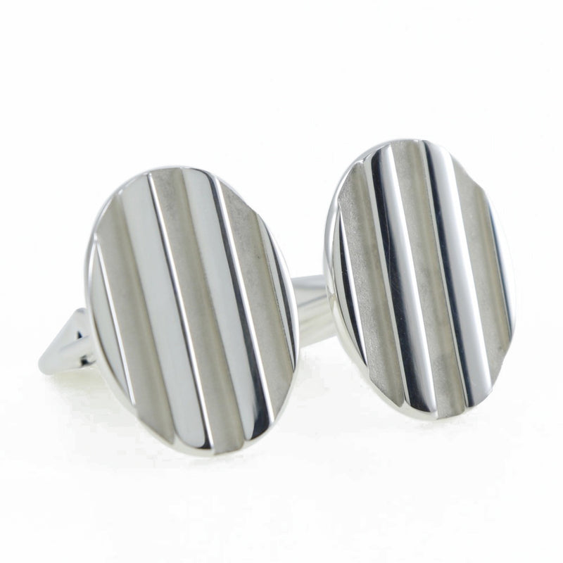 [Tiffany & Co.] Tiffany Oval Stripe Cuffs Silver 925 타원형 스트라이프 남성 A 순위