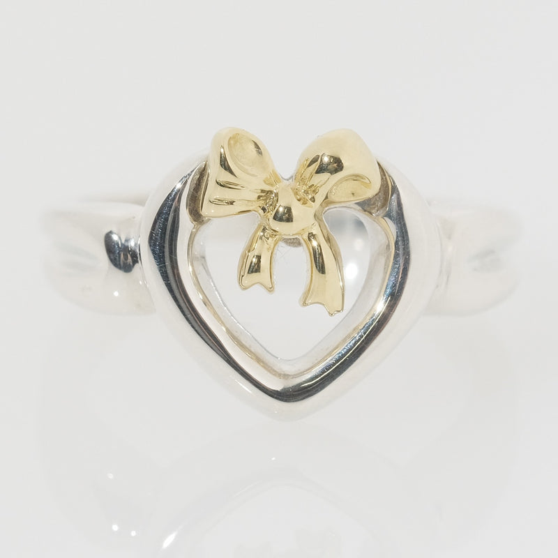 [Tiffany & Co.] Tiffany Heart Ribbon Silver 925 X K18 골드 No. 7 숙녀 링 / 링
