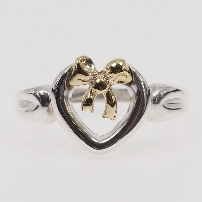[Tiffany＆Co。] Tiffany Heart Ribbon Silver 925×K18金牌10位女士戒指 /戒指