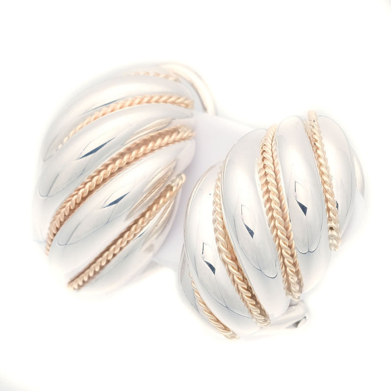 [Tiffany＆Co。] Tiffany Shell Shell Motif Vintage Twist Compination Compination Silver 925×K14 Gold Ladies耳环A级