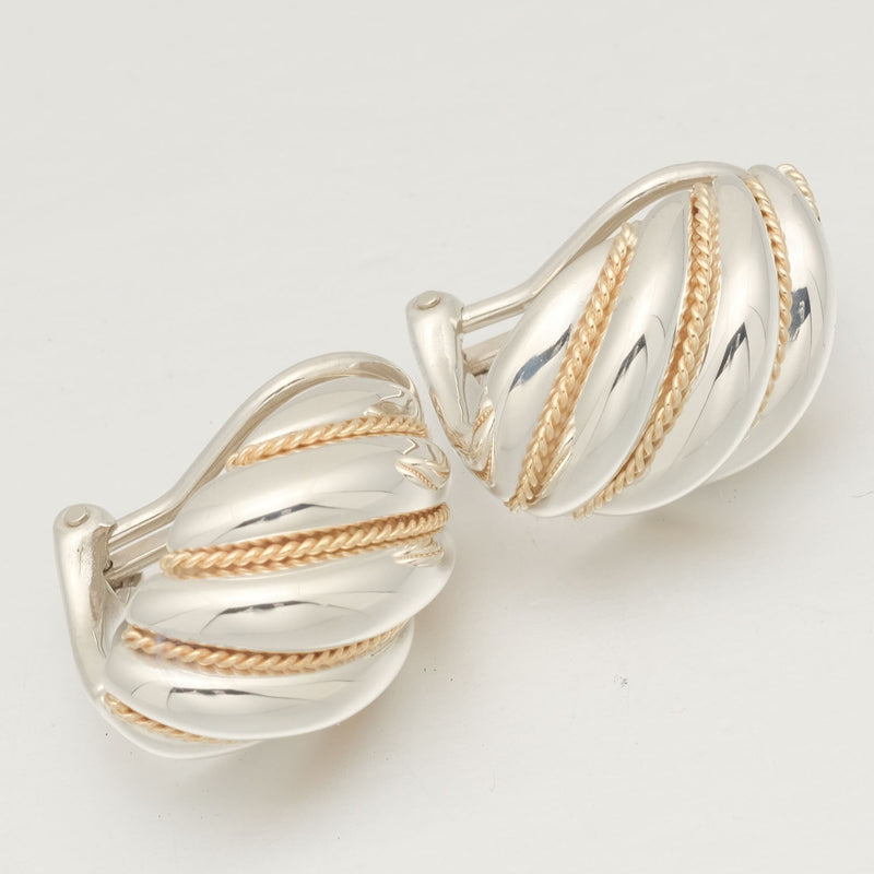 [Tiffany＆Co。] Tiffany Shell Shell Motif Vintage Twist Compination Compination Silver 925×K14 Gold Ladies耳环A级
