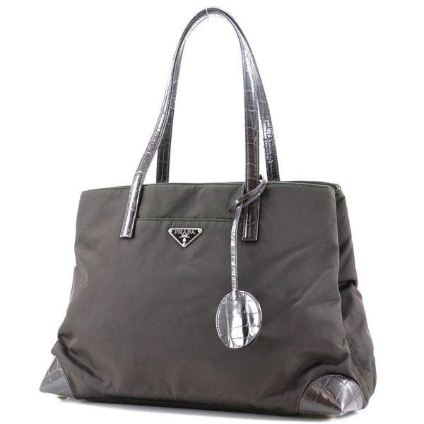 [PRADA] Prada 
 Logo plate tote bag 
 BR2684 Nylon Brown Shoulder A5 Fastener with Logo Ladies