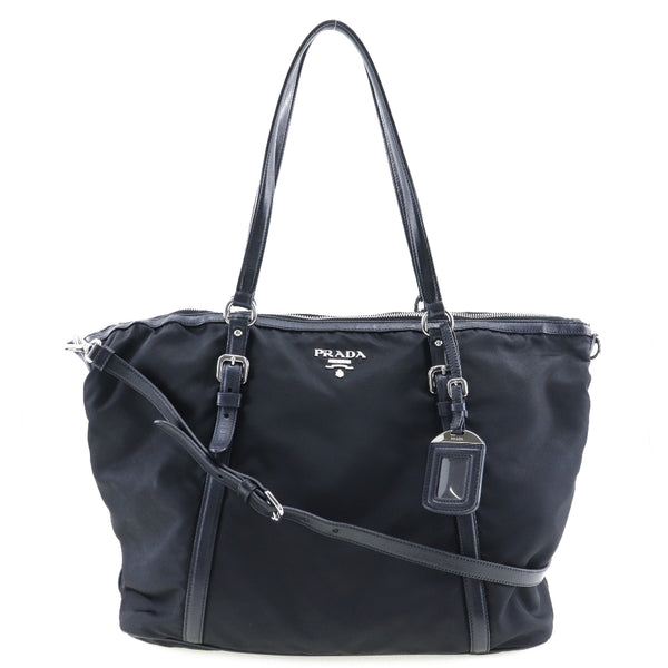 [PRADA] Prada Logo Handbag Nylon Black Diagonal Shoulder Logo Logo Ladies