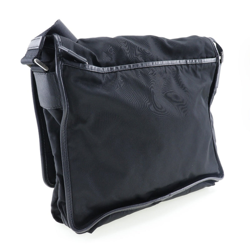 [Prada] Prada Messenger Bag Shoulder Logotipo Placa Nylon Negro Diagonal Hombro A4 Flap Messenger Bag Unisex