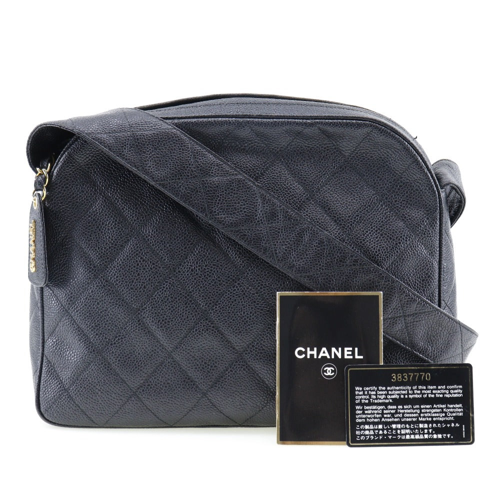 CHANEL】シャネル マトラッセ ショルダーバッグ ロゴ キャビアスキン