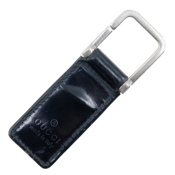 [GUCCI] Gucci key ring key chain G motif metal x enamel silver/black Key Ring Unisex B-Rank