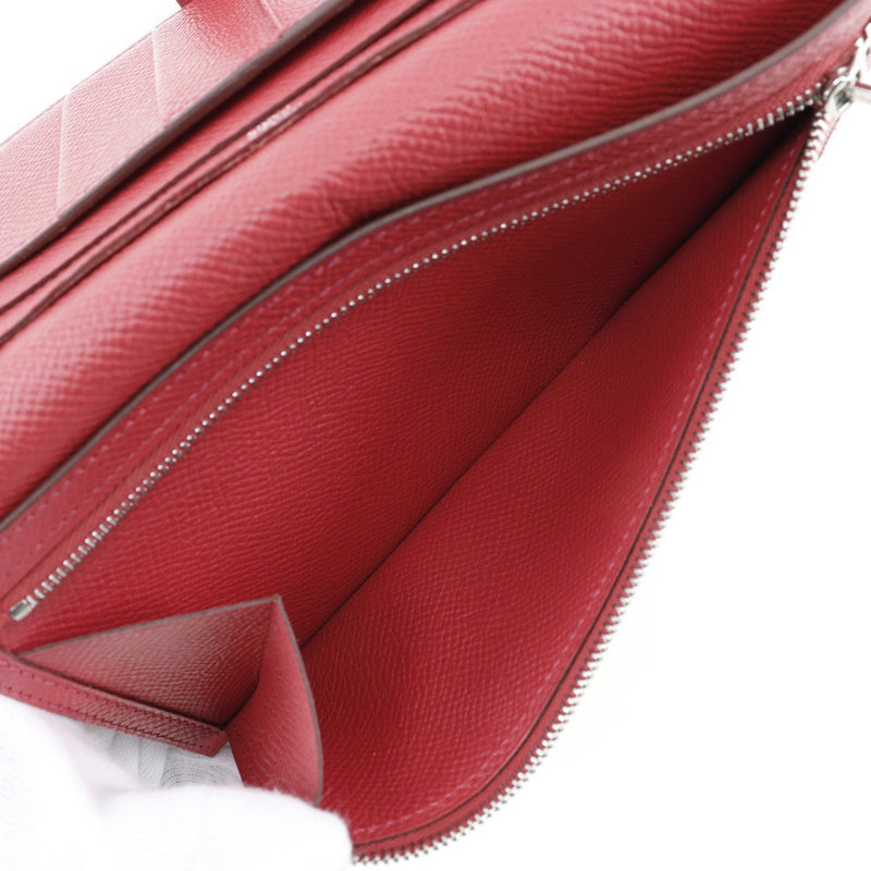 [Hermes] Hermes Beansfre Long Wallet Vo Epson Red □ R -Beansufla de cinturón Removado