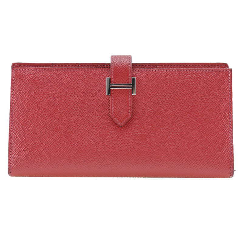 [Hermes] Hermes Beansfre Long Wallet Vo Epson Red □ R -Beansufla de cinturón Removado