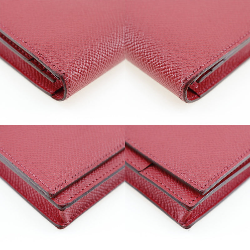 [HERMES] Hermes Beansfre Long Wallet Vo Epson Red □ R -engraved belt BeanSufla Ladies