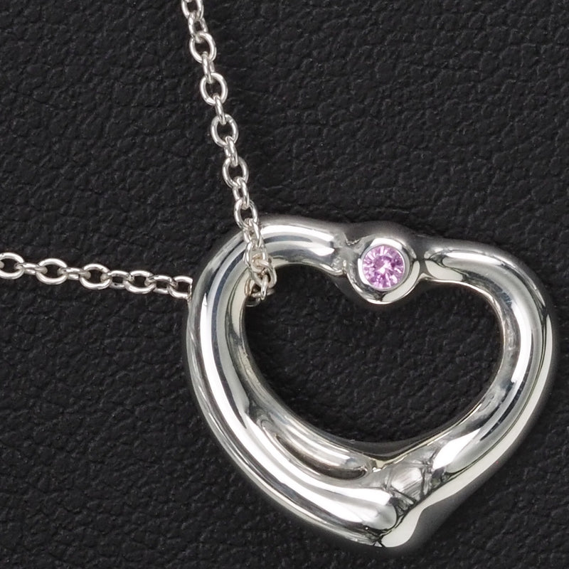 [TIFFANY & CO.] Tiffany Open Heart Silver 925 x Pink Sapphire Ladies Necklace A Rank