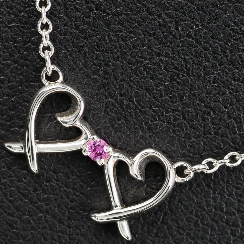 Silver Pink Sapphire Ribbon Necklace