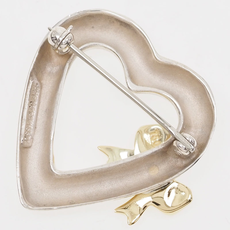 [Tiffany＆Co。] Tiffany Heart Ribbon Vintage Silver 925×K18 Gold_Broches