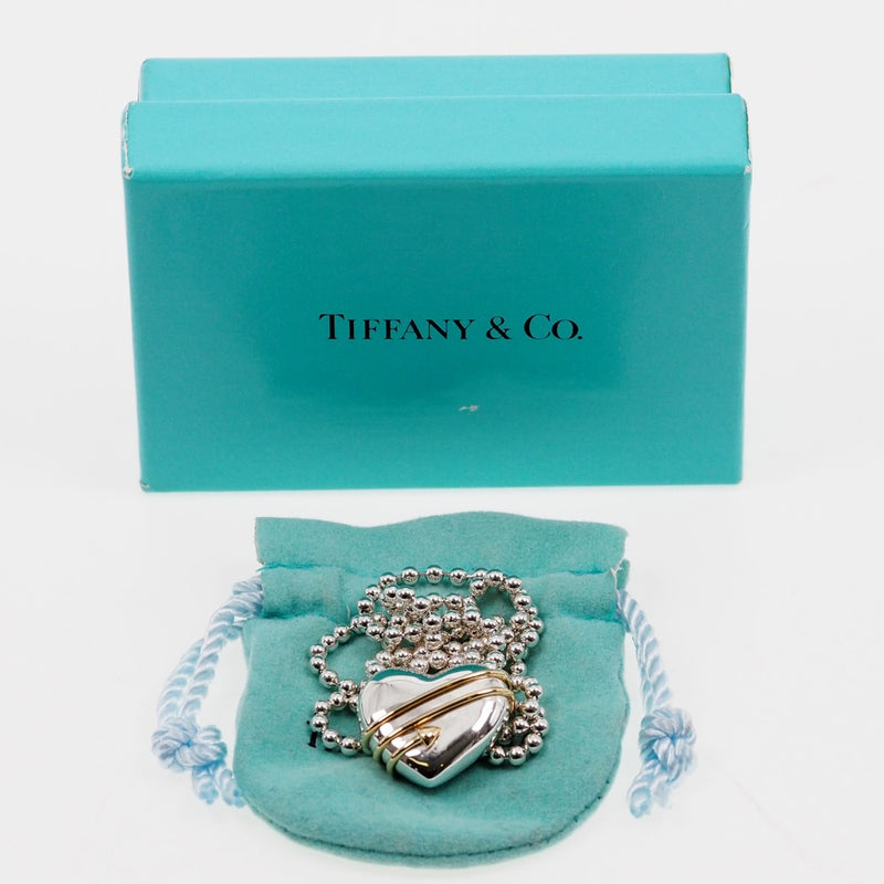[TIFFANY & CO.] Tiffany Heart Arrow Vintage Silver 925 × K18 Gold Ladies Necklace A Rank
