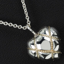 [TIFFANY & CO.] Tiffany Chain Cross Heart Vintage Silver 925 × K18 Gold Ladies Necklace A Rank