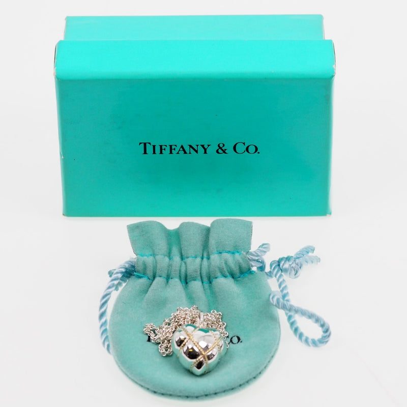 [Tiffany & Co.] Tiffany Chain Cross Heart 빈티지 실버 925 × K18 금 레이디 목걸이 A 등