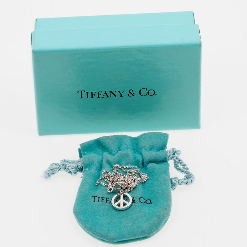 [Tiffany & Co.] Tiffany Peace Mark Vintage Silver 925 Ladies Necklace A Rank