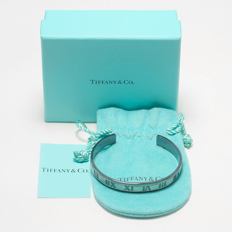 [Tiffany & Co.] Tiffany Atlas Cuff Silver 925 x Titanium Ladies Bangle a Rank