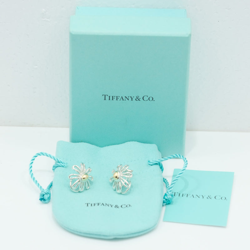[Tiffany & Co.] Tiffany Daisy Flower Silver 925 × K18 금 레이디 이어링 A 등급