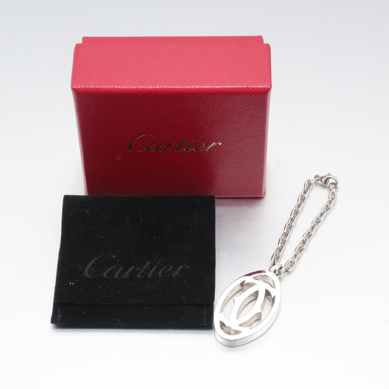 [Cartier] Cartier 2c motif metal _ key chain A-rank
