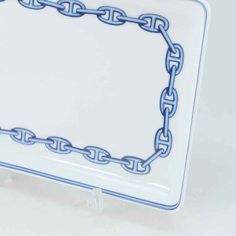 [HERMES] Hermes Shaene Dancle Tableware Square Plate x 1 Poseline Blue Chaine D'Ancre_s Rank