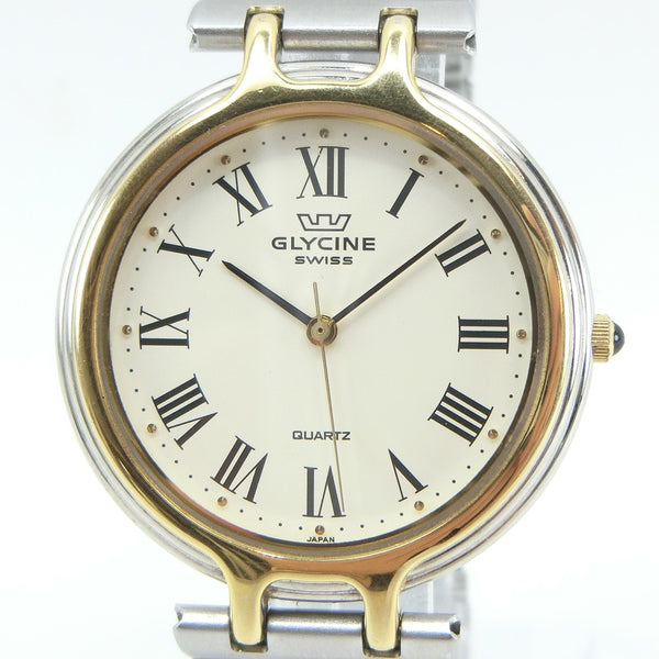 【GLYCINE】グリシン
 ステンレススチール クオーツ アナログ表示 メンズ ホワイト文字盤 腕時計