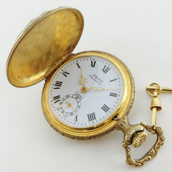 [Aero Watch] Aero Watch NEUCHATEL Incabloc Smoseco Manual Winding 17 Jewels Antique Manual Winding Analog Display _ White Dial Pocket Watch