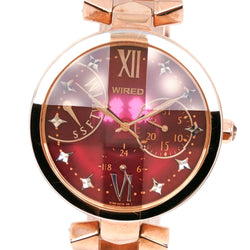 [Seiko] Seiko Wired reloj glamoroso colección casual 5y66-0am0 acero inoxidable acero de acero rosa cuarzo multil en la esfera roja damas con cable