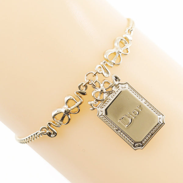 [Dior] Christian Dior 
 Logo plate bracelet 
 Ribbon gold plating about 6.8g with Logo Ladies A-Rank