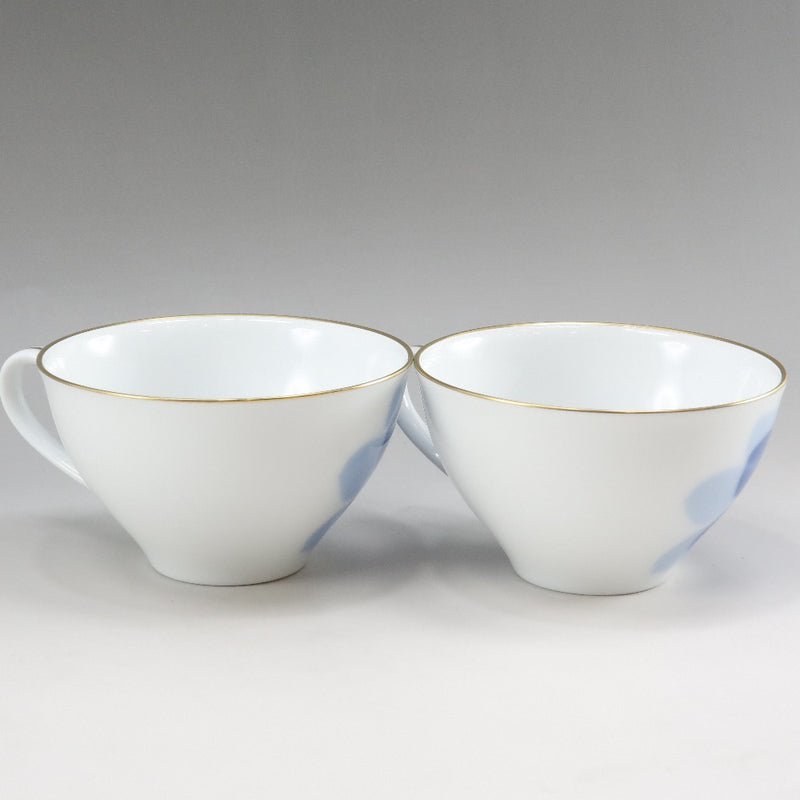 [Okura] Okura Ceramic Park Blue Rose Cup & Saucer × 2 Porcelana _ Vigera A+Rango