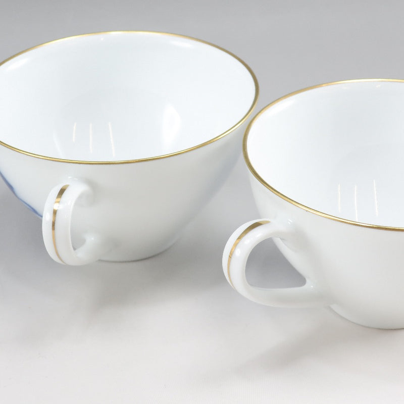 [Okura] Okura Ceramic Park Blue Rose Cup & Saucer × 2 Porcelana _ Vigera A+Rango