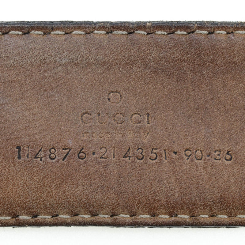 [Gucci] Gucci 
 Cinturón de enclavamiento 
 GG 114876 SHIMA Cuero negro entrelazado B-rank